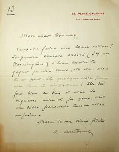 Lettre autographe signée à Maurice Donnay