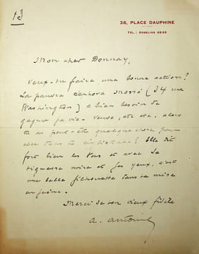 Lettre autographe signée à Maurice Donnay. André Antoine (1858-1943), comédien, metteur en scène, directeur de théâtre. 