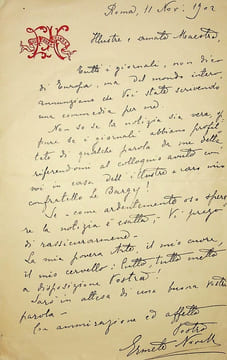 Lettre autographe signée à Maurice Donnay. Ermete Novelli (1851-1919), acteur italien, écrivain.