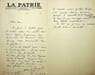 Lettre autographe sign&eacute;e. Albert Renaud (1851-1924), compositeur, organiste, critique musical. 