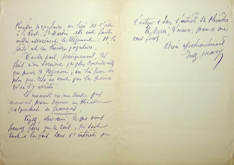 Lettre autographe signée à Louis Péricaud. Jules Mary (1851-1922), écrivain, dramaturge.