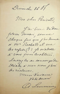 Lettre autographe signée à Louis Péricaud