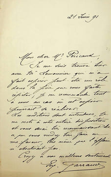 Lettre autographe signée à Louis Péricaud. Louis-Eugène Garraud (1829-1893), acteur.