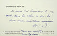 Lettre autographe sign&eacute;e &agrave; Marcel Marnat. Dominique Merlet (n&eacute; en 1938), pianiste, organiste, p&eacute;dagogue. 