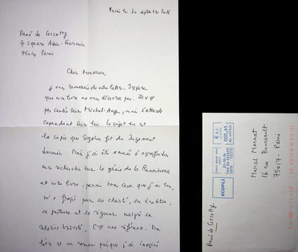 Lettre autographe signée à Marcel Marnat. René de Ceccatty (né en 1952), écrivain, traducteur, éditeur. 