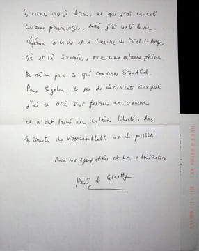 Lettre autographe signée à Marcel Marnat. René de Ceccatty (né en 1952), écrivain, traducteur, éditeur. 