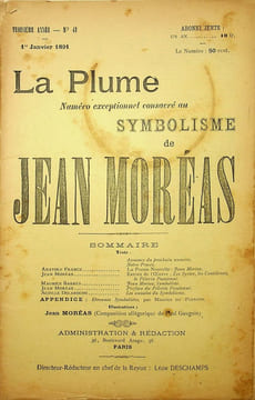La Plume, Revue Littéraire & Artistique - n°41 du 1er janvier 1891 - numéro exceptionnel consacré au Symbolisme de Jean Moréas.. [Revue La Plume, ...