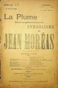 La Plume, Revue Littéraire & Artistique - n°41 du 1er janvier 1891 - numéro exceptionnel consacré au Symbolisme de Jean Moréas.. [Revue La Plume, ...