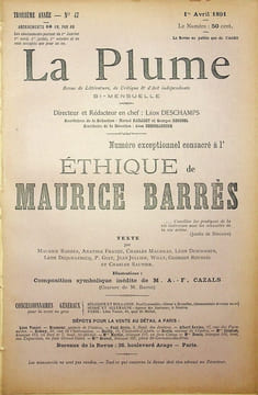 La Plume, Revue de Littérature, de Critique & d'Art indépendants - n°47 du 1er avril 1891 - numéro exceptionnel consacré à l'éthique de Maurice ...