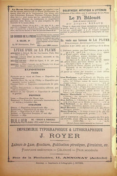 La Plume, Revue de Littérature, de Critique & d'Art indépendants - n°47 du 1er avril 1891 - numéro exceptionnel consacré à l'éthique de Maurice ...