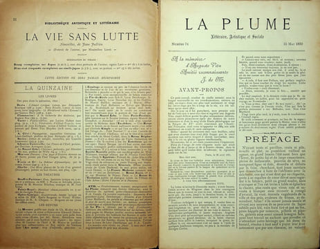La Plume, Littéraire, Artistique et Sociale - n°74 du 15 mai 1892 - numéro exceptionnel consacré au jargon de Maistre François Villon.. [Revue La ...