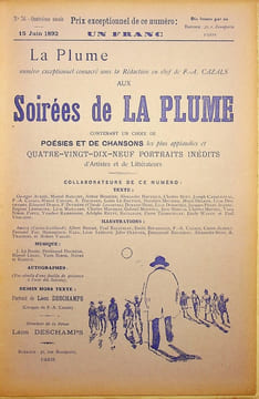 La Plume, Littéraire, Artistique et Sociale - n°76 du 15 juin 1892 - numéro exceptionnel consacré aux Soirées de la Plume.. [Revue La Plume, Collectif ...