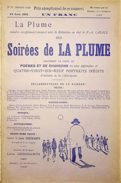 La Plume, Littéraire, Artistique et Sociale - n°76 du 15 juin 1892 - numéro exceptionnel consacré aux Soirées de la Plume.. [Revue La Plume, Collectif ...