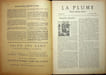 La Plume - n&deg;156 du 15 octobre 1895.. [Revue La Plume, Collectif dont] Henry Degron, Yvanho&eacute; Rambosson, F&eacute;lix Malterre, Edmond Pilon, Willy, Adolphe ...
