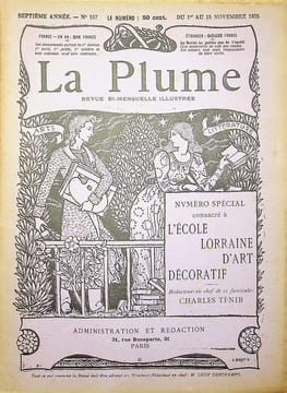 La Plume - n°157 du 1er novembre 1895 - numéro spécial consacré à l'Ecole Lorraine d'Art décoratif.. [Art Nouveau, Ecole de Nancy, Revue La Plume, ...