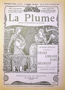 La Plume - n°157 du 1er novembre 1895 - numéro spécial consacré à l'Ecole Lorraine d'Art décoratif.. [Art Nouveau, Ecole de Nancy, Revue La Plume, ...