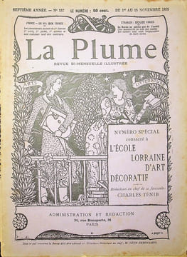 La Plume - n°157 du 1er novembre 1895 - numéro spécial consacré à l'Ecole Lorraine d'Art décoratif.. [Art Nouveau, Ecole de Nancy, Revue La Plume, ...