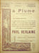 La Plume - n&deg;163-164 du 1er f&eacute;vrier 1896 - num&eacute;ro sp&eacute;cial consacr&eacute; &agrave; Paul Verlaine.. [Revue La Plume, Collectif dont] Paul Verlaine, 