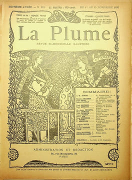  La Plume - n°181 du 1er novembre 1896.. [Revue La Plume, Collectif dont] Paul Bouze, Paul Redonnel, Charles-Louis Philippe, Paul Fournier, Ernest ...