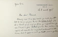 Lettre autographe sign&eacute;e &agrave; Marcel Marnat. Yves L&eacute;vy (1910-1983), &eacute;crivain, sp&eacute;cialiste de Machiavel, critique litt&eacute;raire, combattant de la guerre ...