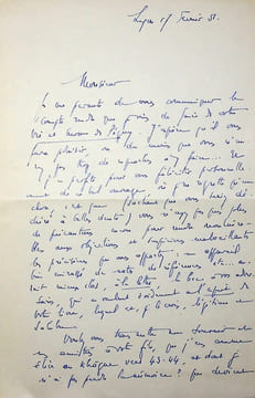 Lettre autographe signée à René Johannet. Victor-Henry Debidour (1911-1988), écrivain, helléniste.