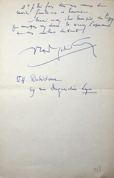 Lettre autographe signée à René Johannet. Victor-Henry Debidour (1911-1988), écrivain, helléniste.
