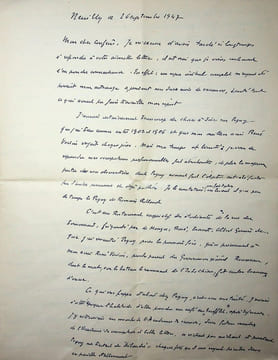 Lettre autographe signée à René Johannet. Marcel Luc-Verbon (1880 ou 1885-1966?), statisticien, ami de Charles Péguy. 