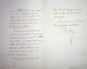 Lettre autographe sign&eacute;e. Alexandre V&uuml;hrer (1817-1886), &eacute;conomiste, patron de presse, fonctionnaire. 