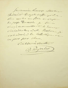 Lettre autographe signée. Baptistin Poujoulat (1809-1864), historien, voyageur. 