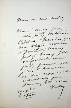 Lettre autographe signée. Alphée Bourdon de Vatry (1793-1871), militaire, agent de change, député de la Meurthe.