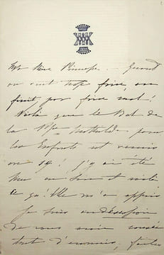 Lettre autographe signée. Marie-Anne Walewska (1823-1912), première dame d'honneur de l'impératrice Eugénie, épouse du comte Walewski.