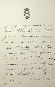 Lettre autographe signée. Marie-Anne Walewska (1823-1912), première dame d'honneur de l'impératrice Eugénie, épouse du comte Walewski. 