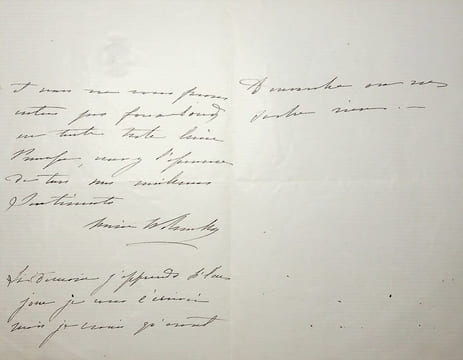 Lettre autographe signée. Marie-Anne Walewska (1823-1912), première dame d'honneur de l'impératrice Eugénie, épouse du comte Walewski. 