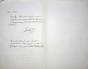 Lettre autographe sign&eacute;e. Am&eacute;d&eacute;e Dubois (1818-1865), compositeur belge, violoniste, directeur de l'&eacute;cole de musique de Tournai. 