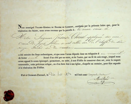 Pièce autographe signée. Antoine Mouillaud (?-1858), prêtre, curé de Notre-Dame du Port à Clermont-Ferrand, vicaire général du diocèse de ...