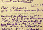 Carte autographe sign&eacute;e. Marie L&eacute;opold-Lacour (1859-1942), po&eacute;tesse, &eacute;crivain, militante f&eacute;ministe. 