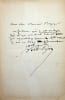 Lettre autographe sign&eacute;e. Victor S&eacute;jour (1817-1874), &eacute;crivain am&eacute;ricain d'expression fran&ccedil;aise, afro-am&eacute;ricain, auteur de la plus ancienne fiction ...