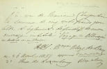 Lettre autographe sign&eacute;e. Rose Blaze de Bury (1813-1894), femme de lettres britannique, &eacute;pouse d'Henri ; Henri Blaze de Bury (1813-1888), &eacute;crivain, ...