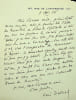 Lettre autographe sign&eacute;e &agrave; Louise Halphen. Louis Bertrand (1866-1941), &eacute;crivain, membre de l'Acad&eacute;mie fran&ccedil;aise. 
