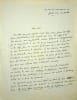 Lettre autographe sign&eacute;e. Louis Bertrand (1866-1941), &eacute;crivain, membre de l'Acad&eacute;mie fran&ccedil;aise. 