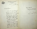 Lettre autographe sign&eacute;e &agrave; Fernand Hauser. Adolphe van Bever (1871-1927), po&egrave;te, &eacute;crivain, bibliographie.