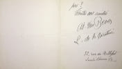 Lettre autographe sign&eacute;e &agrave; Fernand Hauser. Adolphe van Bever (1871-1927), po&egrave;te, &eacute;crivain, bibliographie.
