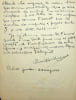 Lettre autographe sign&eacute;e. Am&eacute;lie Murat (1882-1940), po&eacute;tesse, &eacute;crivain, laur&eacute;at du prix F&eacute;mina en 1907. 