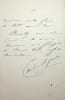 Lettre autographe sign&eacute;e. Caroline Luguet (1821-1871), fille de Marie Dorval et &eacute;pouse du com&eacute;dien Ren&eacute; Luguet. 