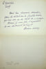 Lettre autographe sign&eacute;e. Marthe Jenty dite Denise Moran (1885-1945), f&eacute;ministe, journaliste. 