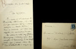 Lettre autographe sign&eacute;e. Antonin-Gilbert Sertillanges (1863-1946), pr&ecirc;tre dominicain, philosophe, thomiste, professeur, ayant beaucoup &eacute;crit sur ...