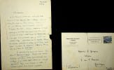 Lettre autographe sign&eacute;e. Henri Guillemin (1903-1992), professeur d'universit&eacute;, historien, conf&eacute;rencier, critique, attach&eacute; culturel &agrave; l'Ambassade de ...