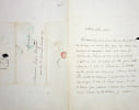 Lettre autographe sign&eacute;e. J&eacute;r&ocirc;me Pichon (1812-1869), fameux bibliophile, pr&eacute;sident de la Soci&eacute;t&eacute; des Bibliophiles Fran&ccedil;ois, bibliographe. 
