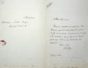 Lettre autographe sign&eacute;e. J&eacute;r&ocirc;me Pichon (1812-1869), fameux bibliophile, pr&eacute;sident de la Soci&eacute;t&eacute; des Bibliophiles Fran&ccedil;ois, bibliographe. 