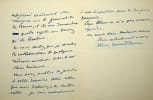 Lettre autographe sign&eacute;e &agrave; Antonina Vallentin Luchaire. Aline M&eacute;nard-Dorian (1850-1929), salonni&egrave;re, socialiste, f&eacute;ministe, secr&eacute;taire internationale ...